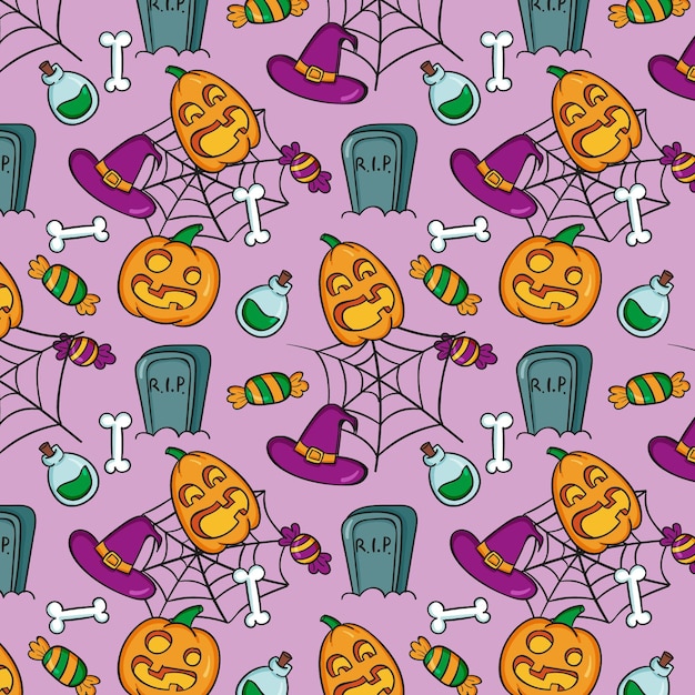 Hand drawn halloween pattern