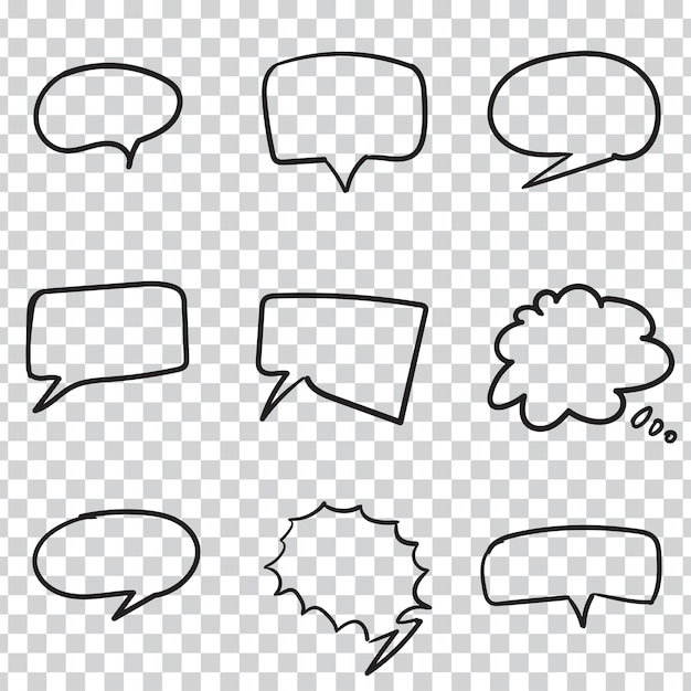 Hand drawn Illustration doodle Set of Speech Bubble Sketch line vector scribble