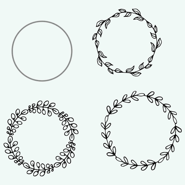 Hand drawn line border frame vector design element set Template for invitation or greeting card