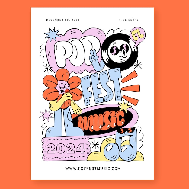Hand drawn music festival poster template