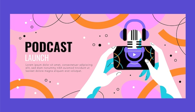 Hand drawn podcast banner design