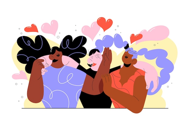 hand drawn polyamory  illustration
