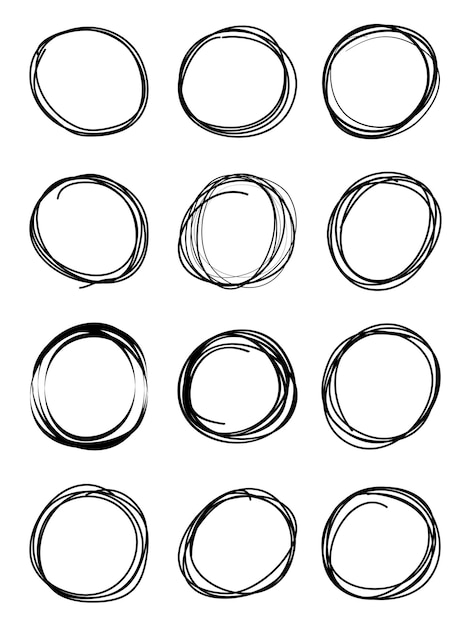 Hand drawn scribble line circles Doodle circular for message note mark design element vector illustration
