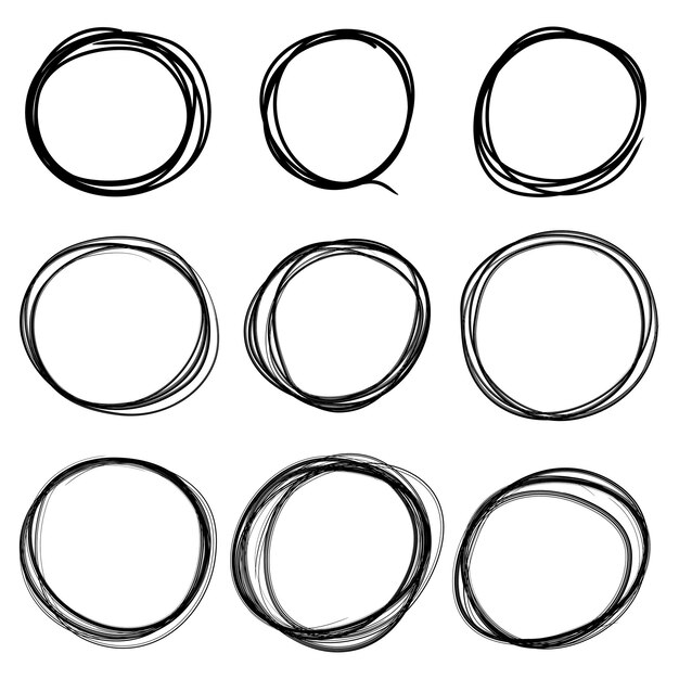 Hand drawn scribble line circles Doodle circular for message note mark design element vector illustration