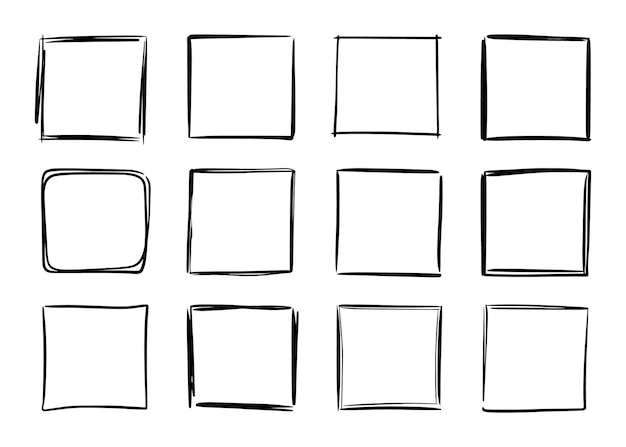 Hand drawn sketch frame vector Simple doodle rectangle pencil frame border shape Hand drawn doodle