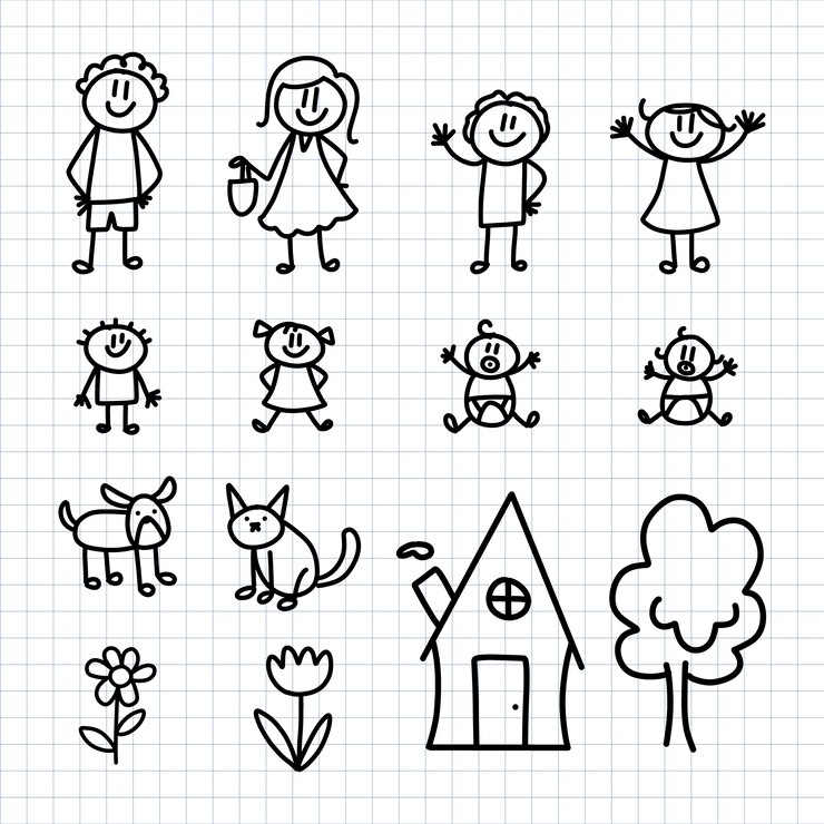 Vektor hand drawn stickman collection