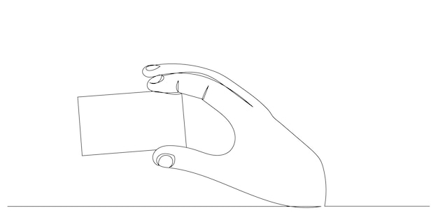 hand holding card line drawing on white background vector