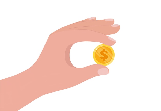 Hand holding gold coin Business success profit finance making money concept Coin with dollar sign