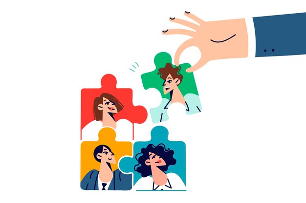 Hand of hr specialist building team to create strategic advantage over business competitors