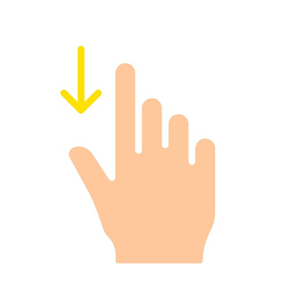 Hand swipe down line icon Controls touchpad tablet phone sensor touchscreen gadgets Vector color icon on a white background for business and advertising