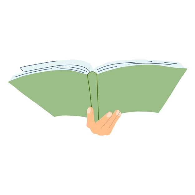 hand with book in cartoon flat style concept of world book day studying learning vector illustration