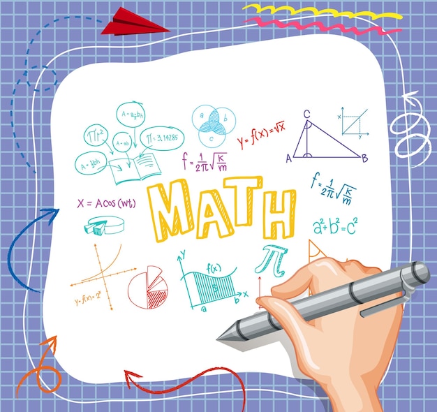 hand writing math formula on paper note