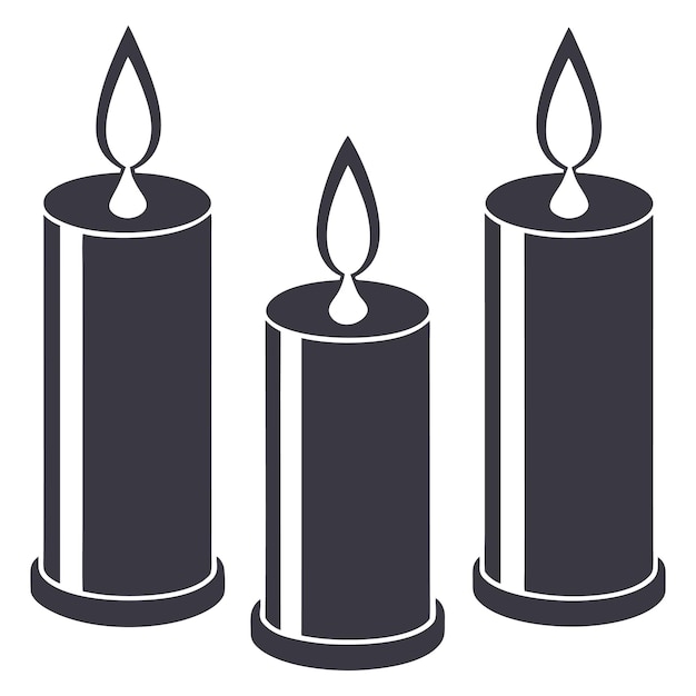 Handdrawn three candle set design vector and Unique and simple candle icon vector isolated