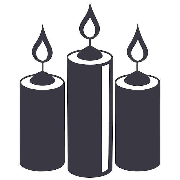 Handdrawn three candle set design vector and Unique and simple candle icon vector isolated