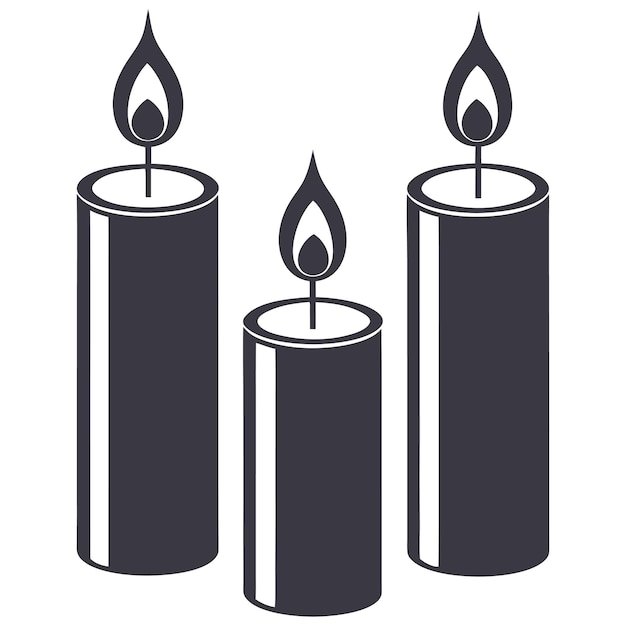 Handdrawn three candle set design vector and Unique and simple candle icon vector isolated