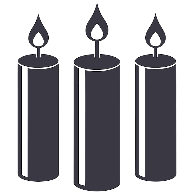 Handdrawn three candle set design vector and Unique and simple candle icon vector isolated