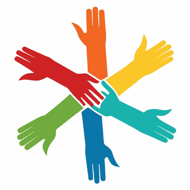 Hands Together Unity and Solidarity Icons Vector Illustration