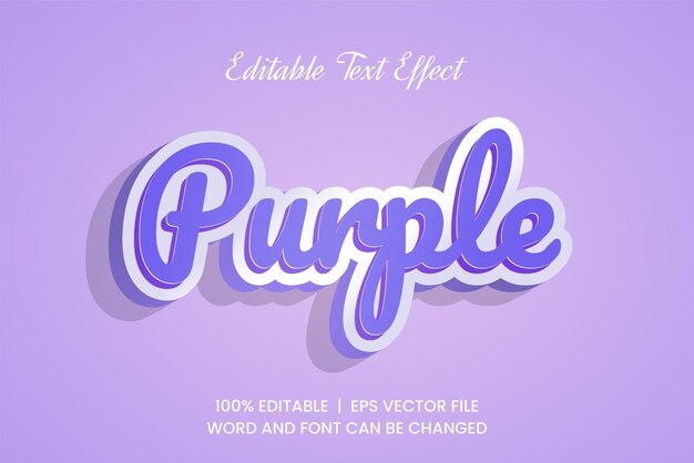 Handwritten purple 3d premium text effect