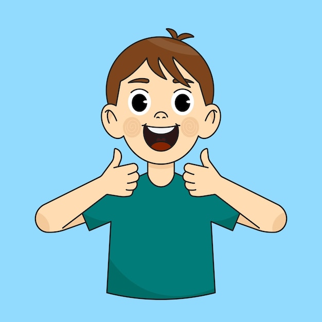 Happy boy showing thumbs up gesture 1
