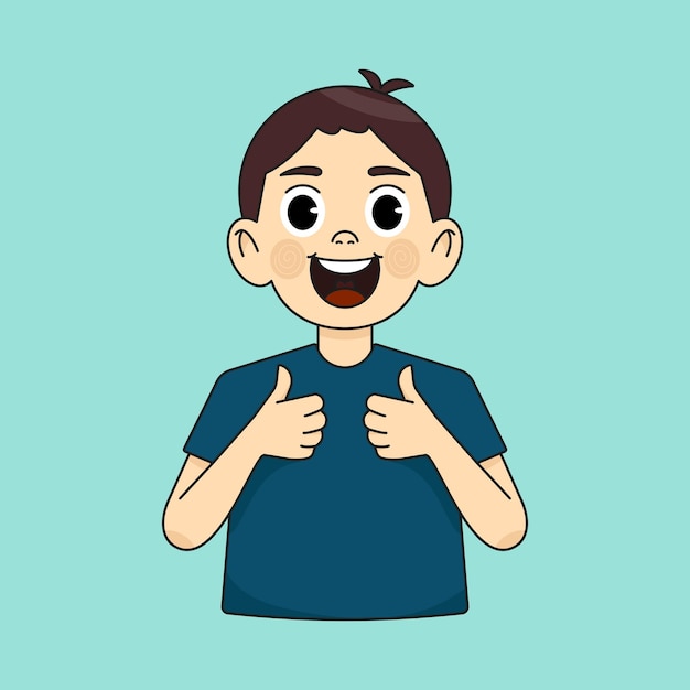 Happy boy showing thumbs up gesture 1