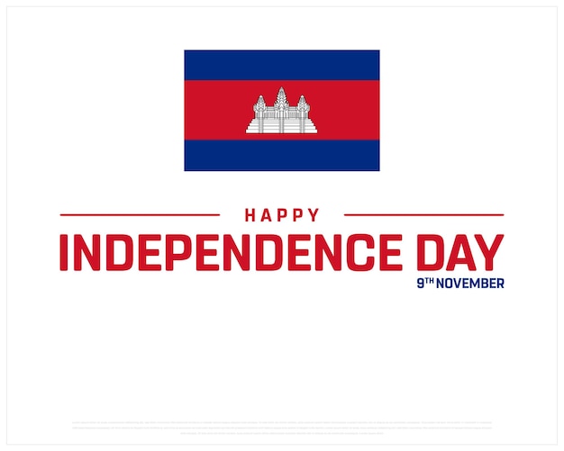 Happy Cambodia Independence Day Design on a white background with flag typography vector design
