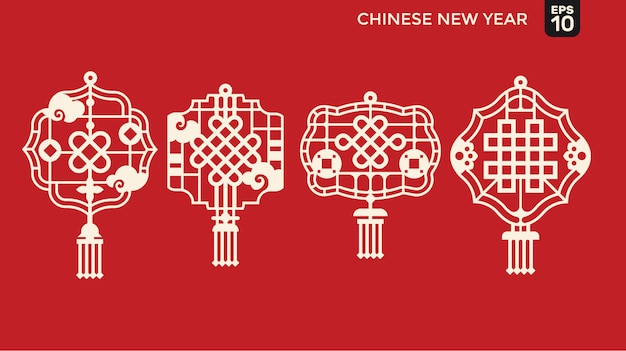 Happy Chinese new year of paper cutting style, lattice frame with Blessing and prosperity symbol