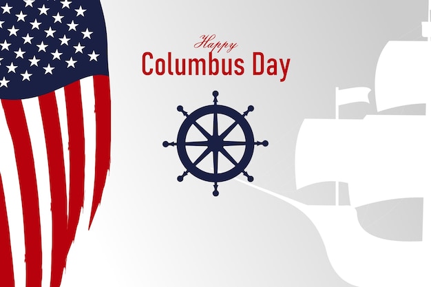 happy columbus day usa background columbus day celebration with us flag ocean waves and columbus
