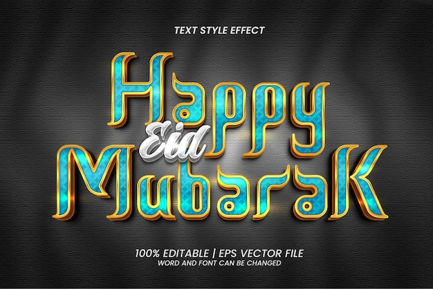 happy eid mubarak 3d editable text effect