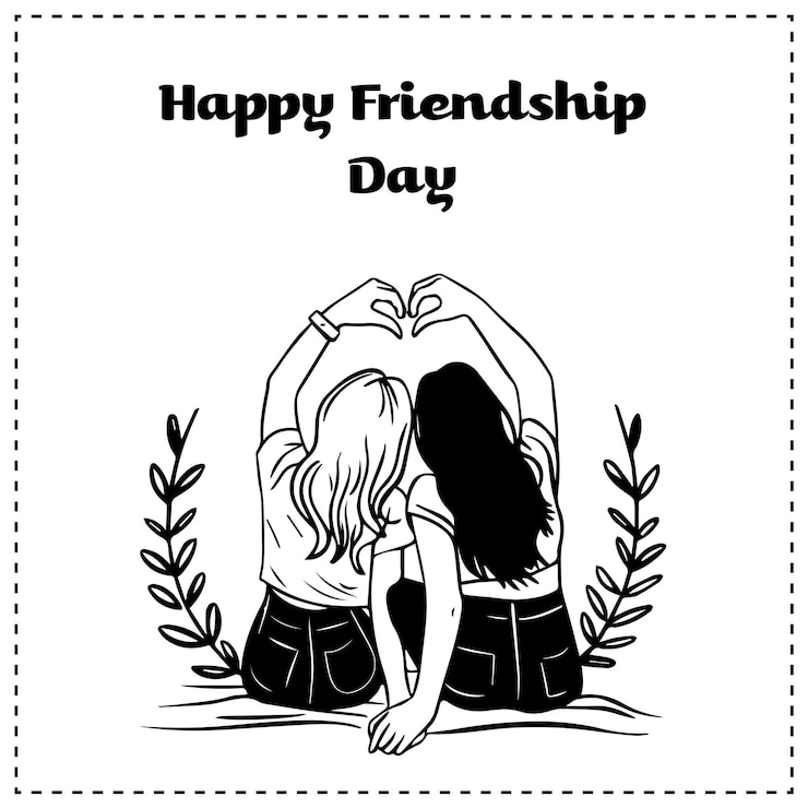 Vektor happy friendship day illustration of two girls