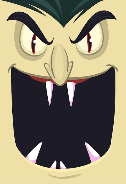 Happy Halloween Count Dracula face avatar Cute cartoon vampire character with big open mouth tongue fangs
