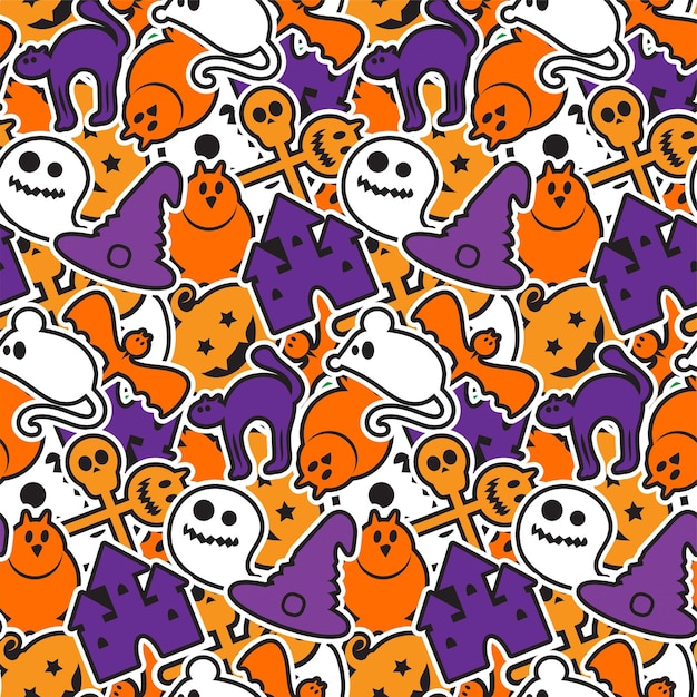 Happy Halloween Seamless Pattern Scary and horror background