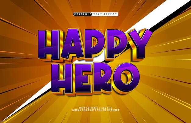 happy hero editable text effect with a comic and cartoon text effect