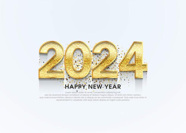 Happy new year 2024 3d luxury gold