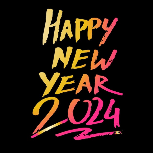 happy new year 2024 font chalk drawing