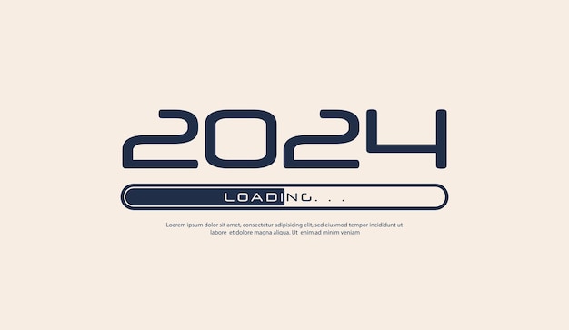 Happy new year 2024 with a loading illustration below the numbers