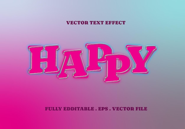 happy text effect pink color edditable vector