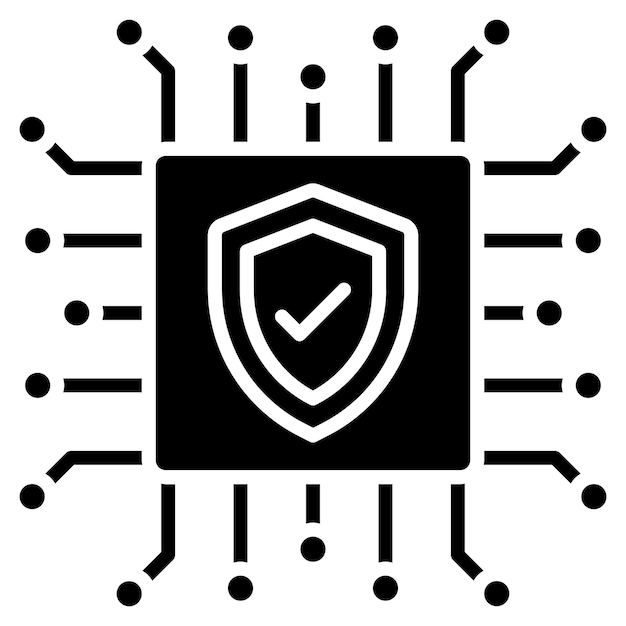 Hardware Security Glyph Solid Black Illustration