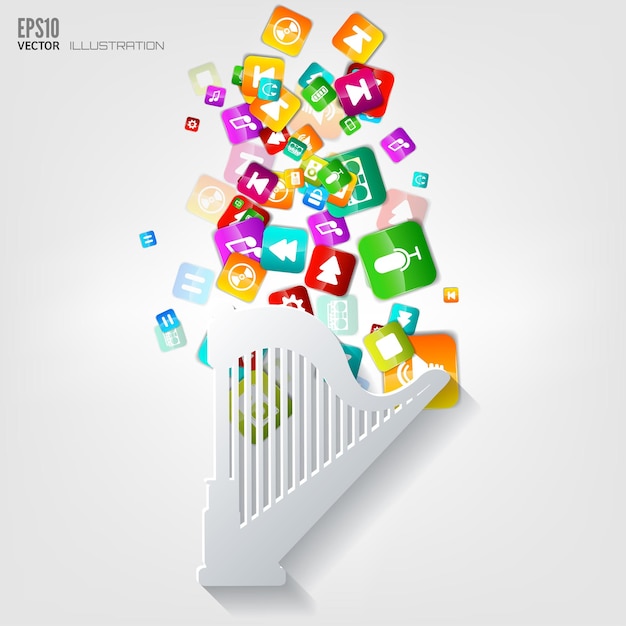 Harp icon music instruments vector illustration