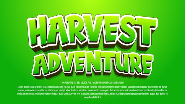 Harvest 3d style editable text effect template