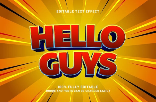 hello guys editable text effect in simple and hero text style