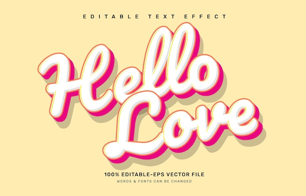 Hello love editable text effect template