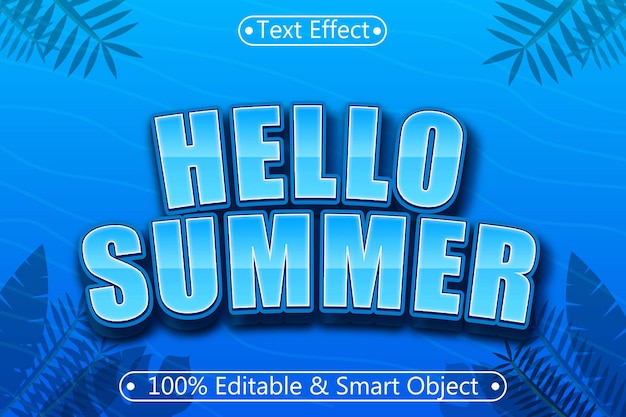 Hello Summer Editable Text Effect 3 dimension Emboss Modern Style