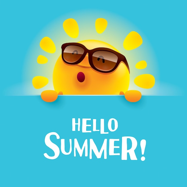 Hello Summer Summer sun with big sign