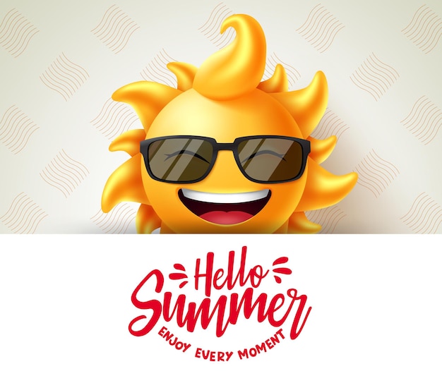 Hello summer vector banner template Hello summer enjoy every moment text in white space