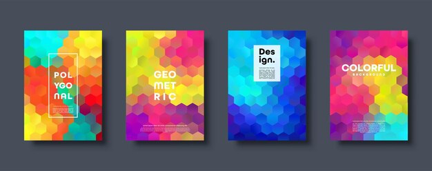 Hexagonal polygonal abstract background Colorful triangle gradient design Low poly hexagon shape banner Vector illustration