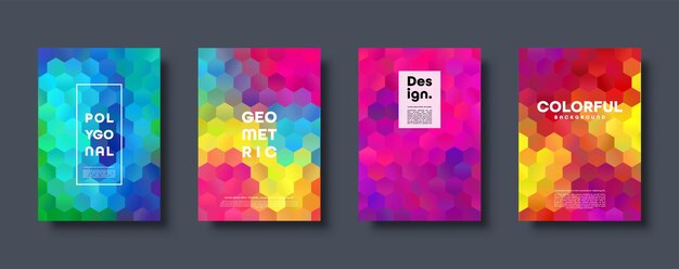 Hexagonal polygonal abstract background Colorful triangle gradient design Low poly hexagon shape banner Vector illustration