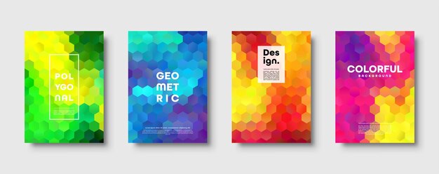Hexagonal polygonal abstract background colorful triangle gradient design low poly hexagon shape