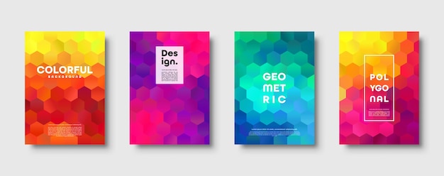 Hexagonal polygonal abstract background colorful triangle gradient design low poly hexagon shape