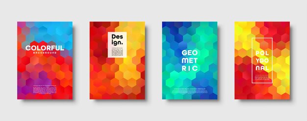Hexagonal polygonal abstract background colorful triangle gradient design low poly hexagon shape