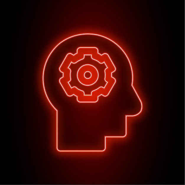 High Impact Red Neon AI Mind Icon with Dark Background